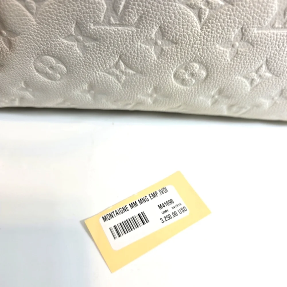 Louis Vuitton Montaigne MM Monogram Empreinte White Leather Satchel Shoulder Bag